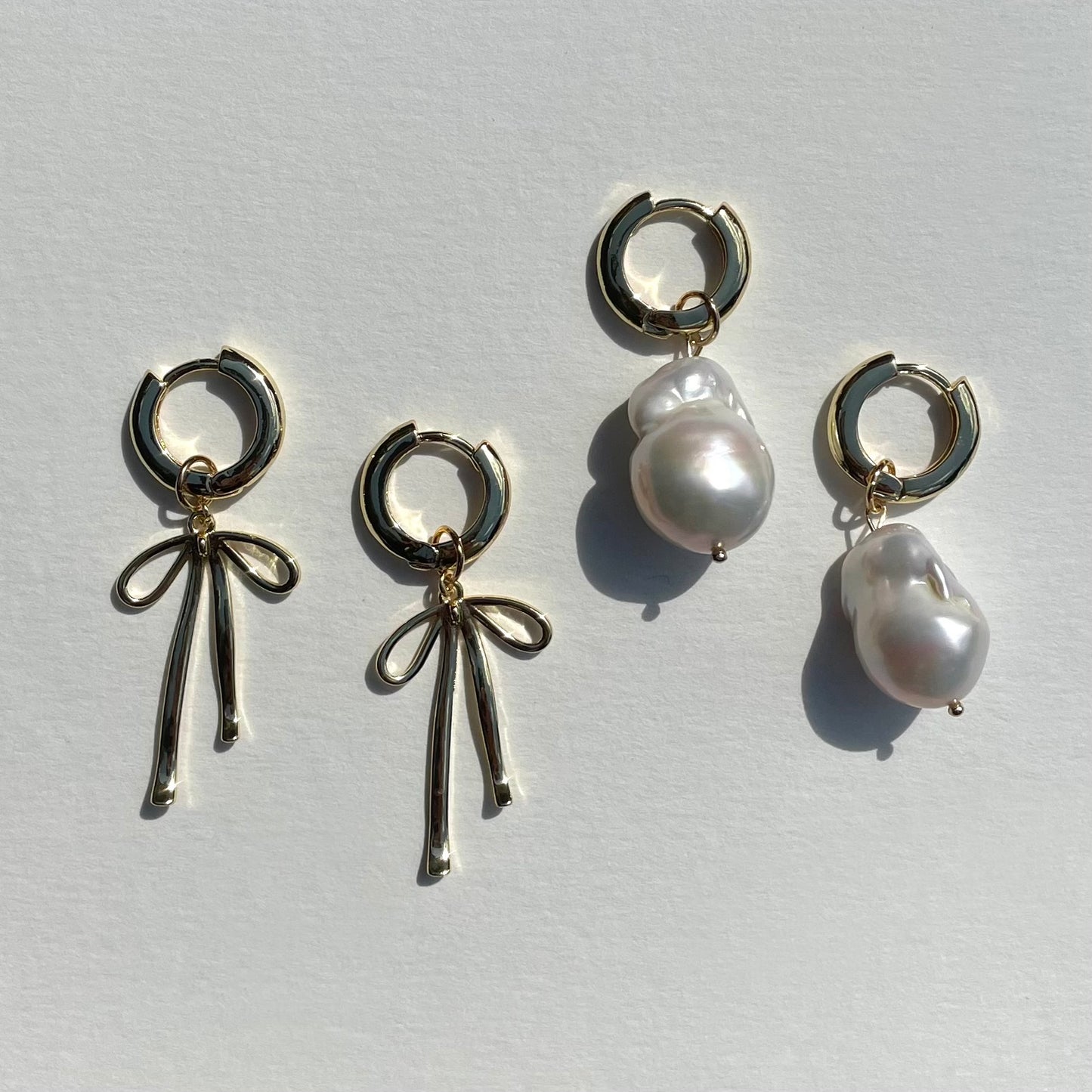 gold baroque pearl hoops